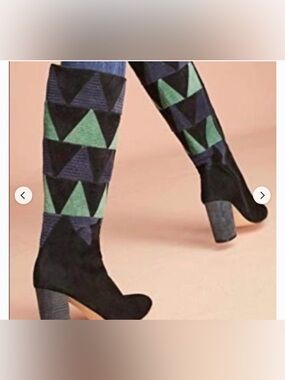 Anthropologie Geometric Pattern Women’s Boots in Black and Green